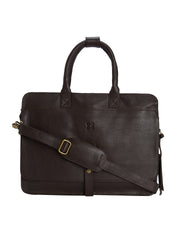 Merecer Melhor's Genuine Leather Laptop Bag- Quondam Dark Brown