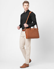 PORTFOLIO LEATHER LAPTOP BAG CROCO