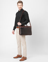 PORTFOLIO LEATHER LAPTOP BAG CROCO