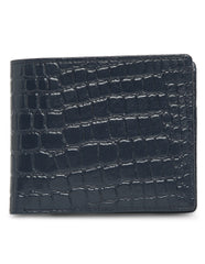 Merecer Melhor's Premium Genuine Leather Men's Wallet with Coin Pouch- Croco Navy Blue