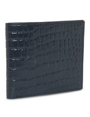 Merecer Melhor's Premium Genuine Leather Men's Wallet with Coin Pouch- Croco Navy Blue