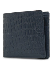 Merecer Melhor's Premium Genuine Leather Men's Wallet with Coin Pouch- Croco Navy Blue