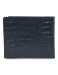 Merecer Melhor's Premium Genuine Leather Men's Wallet with Coin Pouch- Croco Navy Blue