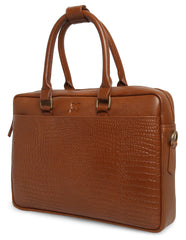 PORTFOLIO LEATHER LAPTOP BAG CROCO