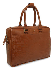 PORTFOLIO LEATHER LAPTOP BAG CROCO