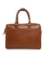 PORTFOLIO LEATHER LAPTOP BAG CROCO