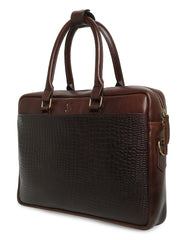 PORTFOLIO LEATHER LAPTOP BAG CROCO