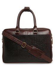 PORTFOLIO LEATHER LAPTOP BAG CROCO