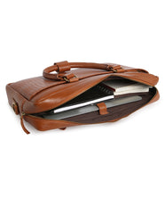 PORTFOLIO LEATHER LAPTOP BAG CROCO