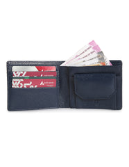 Merecer Melhor's Premium Genuine Leather Men's Wallet with Coin Pouch- Croco Navy Blue