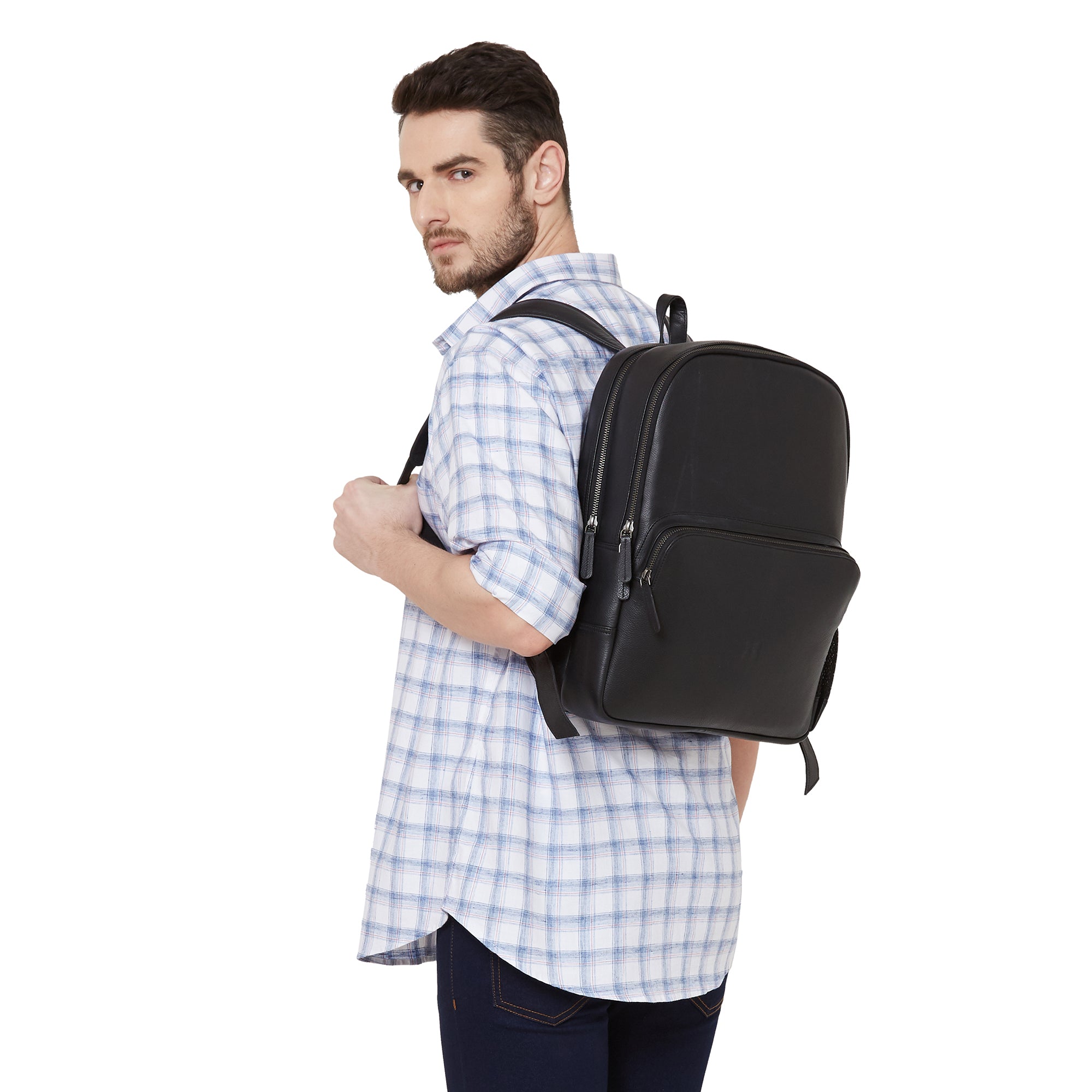 Sleek outlet leather backpack